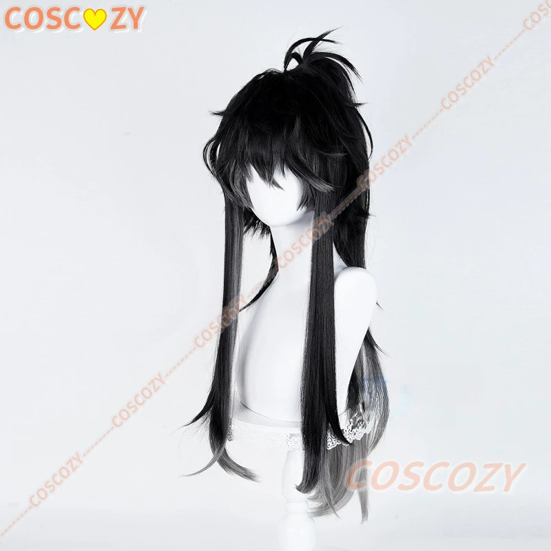 Wuthering Waves Qiuyuan Cosplay Wig Black Grey Long Hair Halloween Party Hair for Women Men Carnival Festival Props Accessories