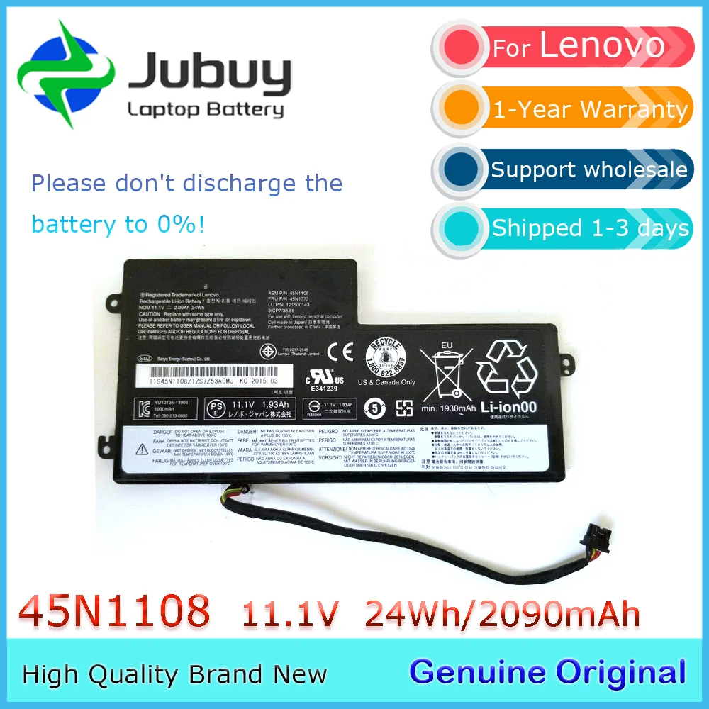 45N1108 11.1V 24Wh Bateria Original para Laptop para Lenovo ThinkPad T460 X240 X250 X260 T440S T450S 45N1109 45N1112