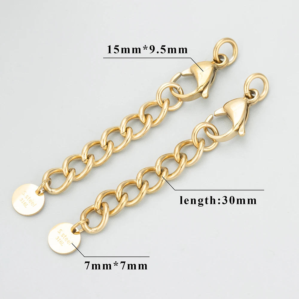 GUFEATHER MC37, sieraden accessoires, 316L roestvrij staal, nikkelvrij, handgemaakt, sieraden maken bevindingen, verlengde ketting, 4 stks/partij