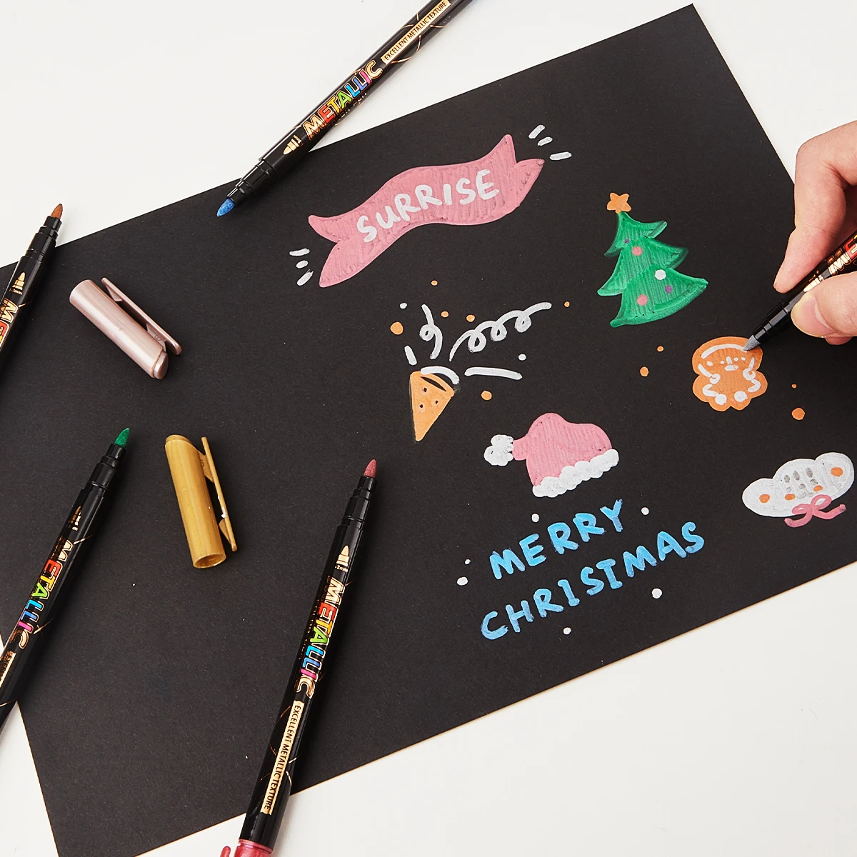 8/12pcs Metallic Markers Pens, Medium Tip Metallic Markers for Card Making,Painting, Scrapbook Crafts, DIY Photo Album