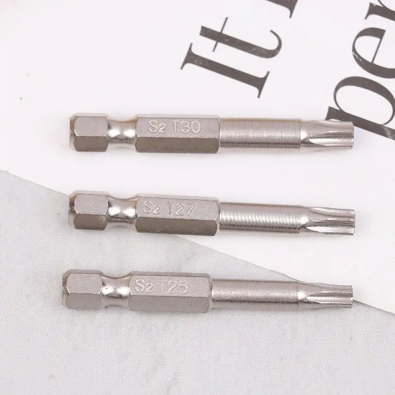 

7 Pcs T10 T15 T20 T25 T27 T30 T40 S2 Magnetic Star Screw Driver 5 Point Screwdriver Bits 50mm 1/4" Hex Shank