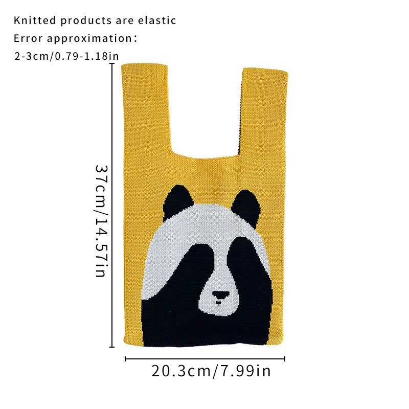 1PC Cute Panda Tote Fashion Trend Bucket Bag Cute Daily Hundred Handle Casual Tote Bag Lunch Bag Cute Fun Printed Hundred Tote B