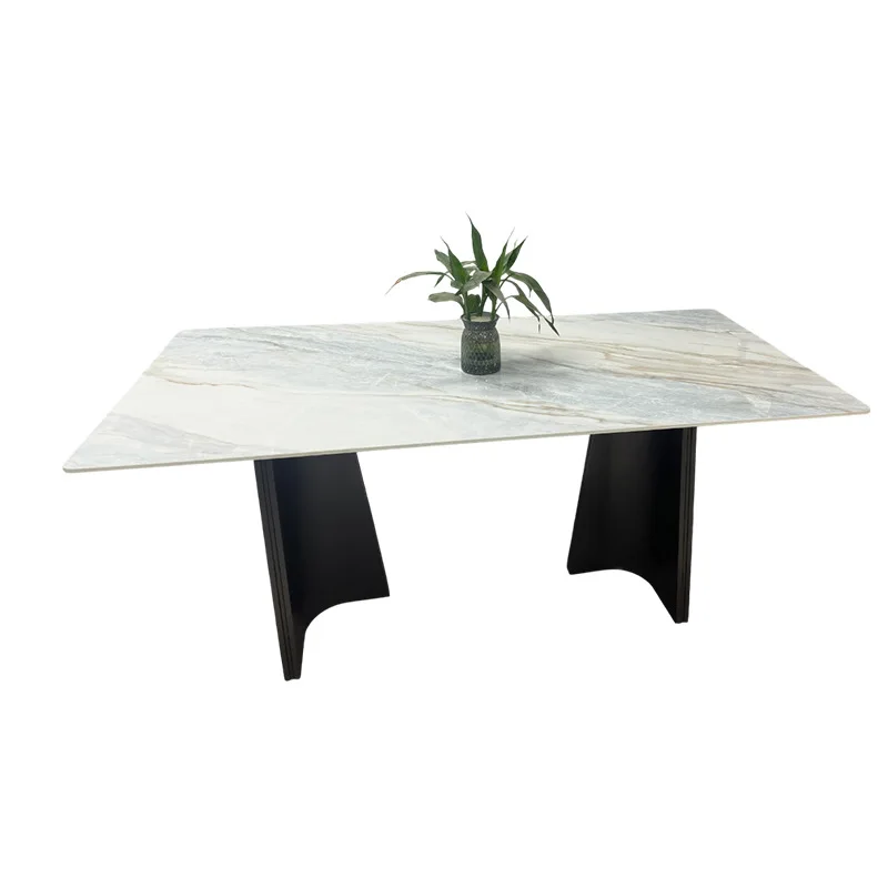 

High-end rock slab dining table household small apartment light luxury simple Italian minimalist new rectangular dining table