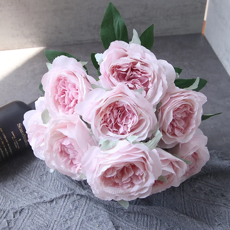 

Faux 10 Head Peony Bouquet Silk Flower Peonies Bridal Bouquet Wedding Hall Flower Arrangement Home Accessories Living Room Decor