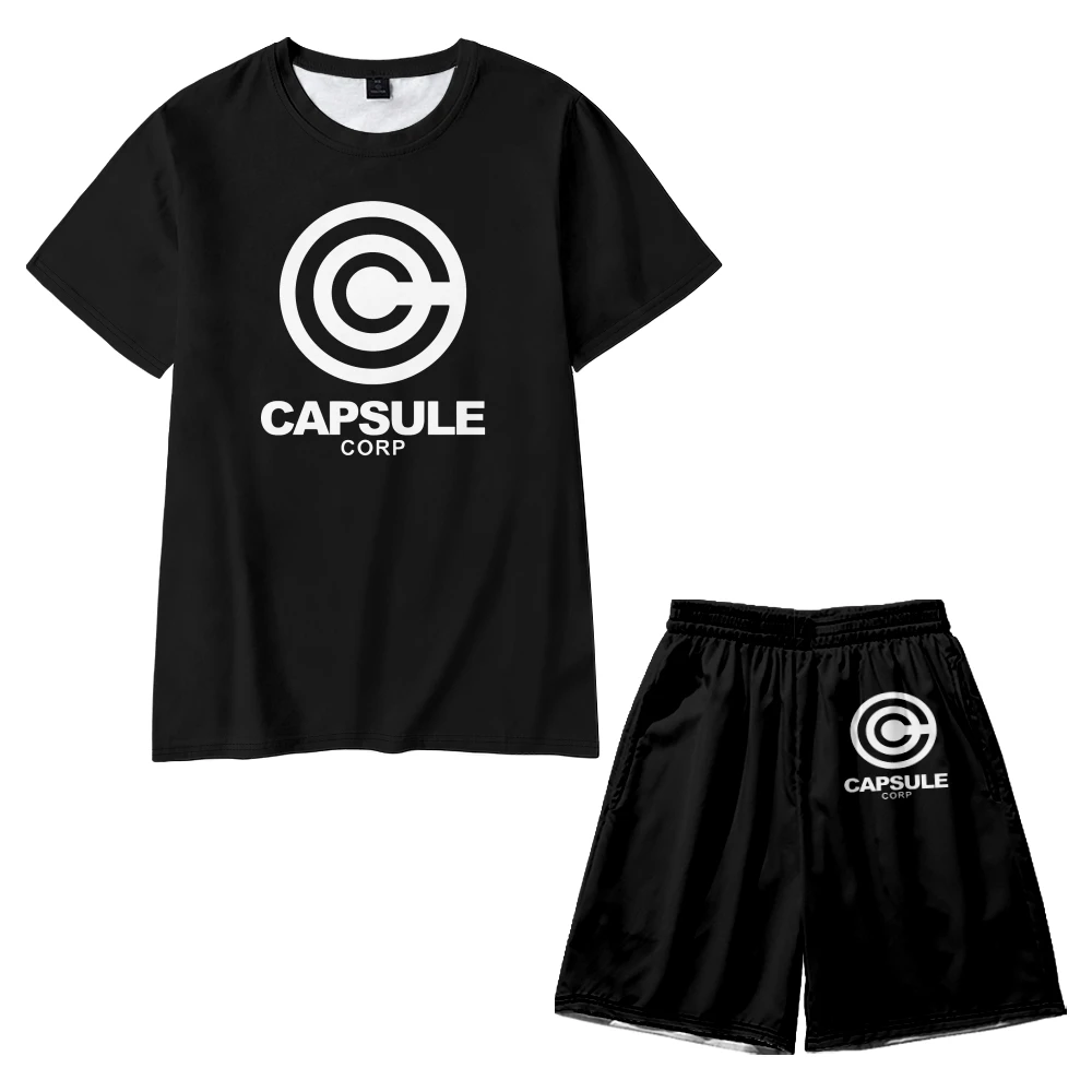 

Anime CAPSULE Corp Pattern 3D Digital Printing T-shirt Women Men Summer Harajuku Tshirt Graphic Tees Shorts Set Cosplay Costume