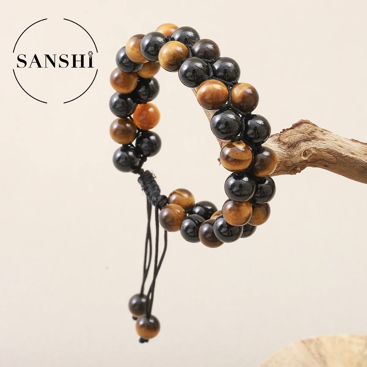 

8mm Classic Double Layer Natural Tiger's Eye Black Stone Hematite Bracelet Hand Woven Bead Bracelet Men Women Jewelry Gift