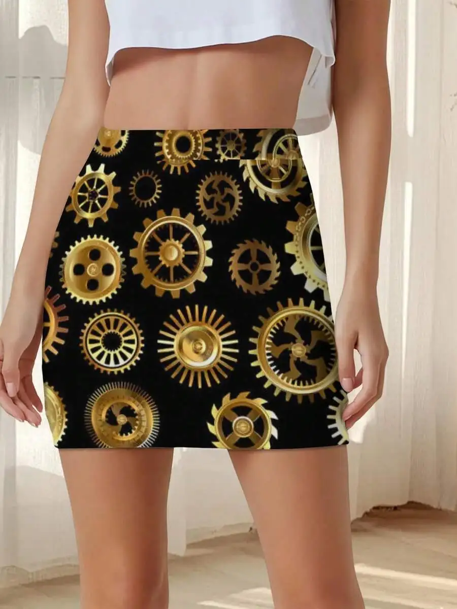 Steampunk Industrial Style Bodycon Mini Skirt