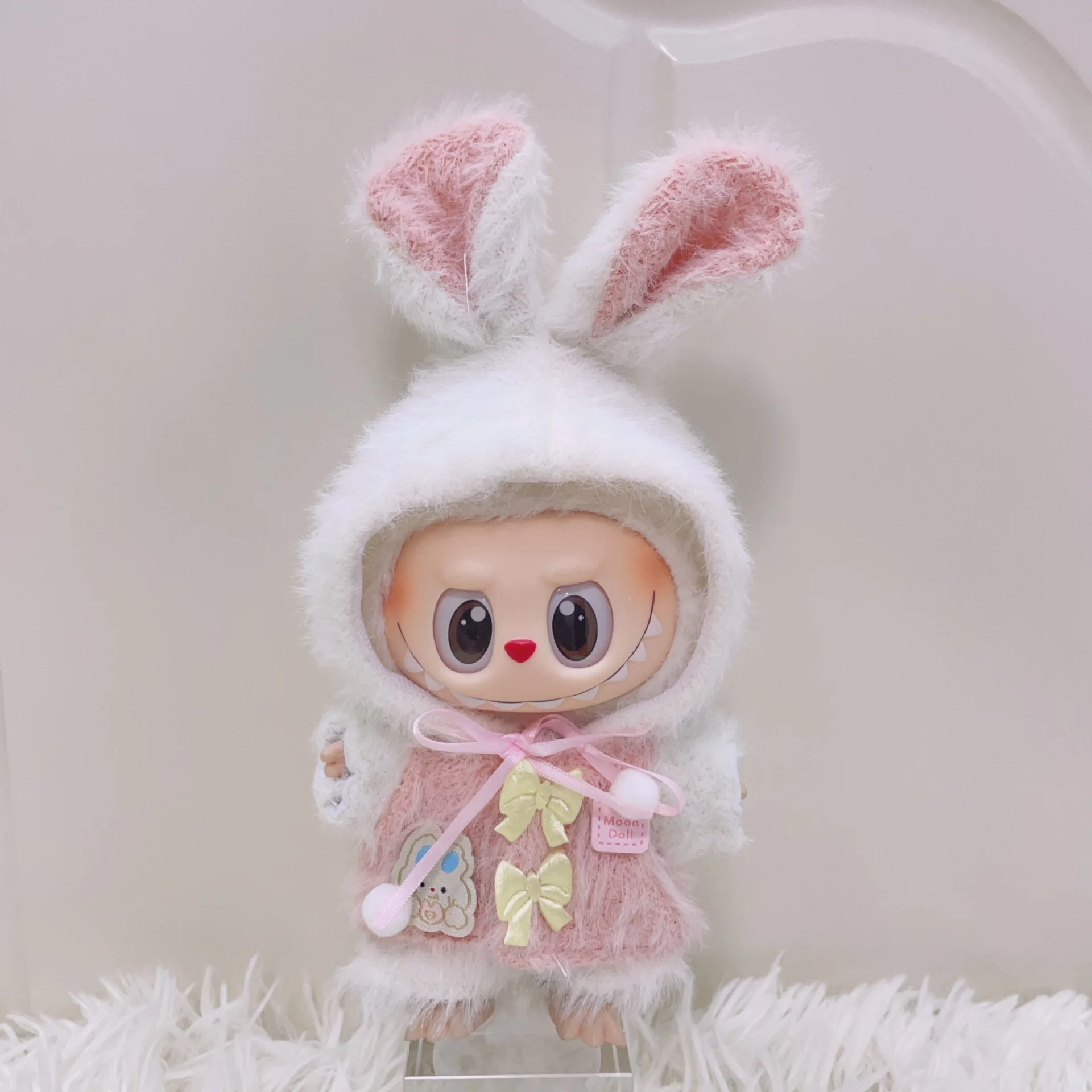 

Labubu 1st 2nd 3rd Gen Adorable Bunny Ear Outfits Cute Bow Decorated Plush Costumes For 15/17cm Dolls