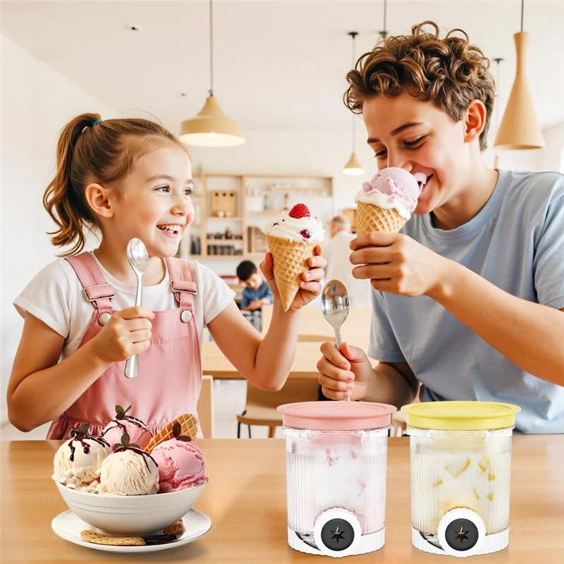 

【MEET】4-Pack Cream Swirl Pints For Ninja Ice Cream Maker NC700-Containers For Soft Serve Ice Cream Makers