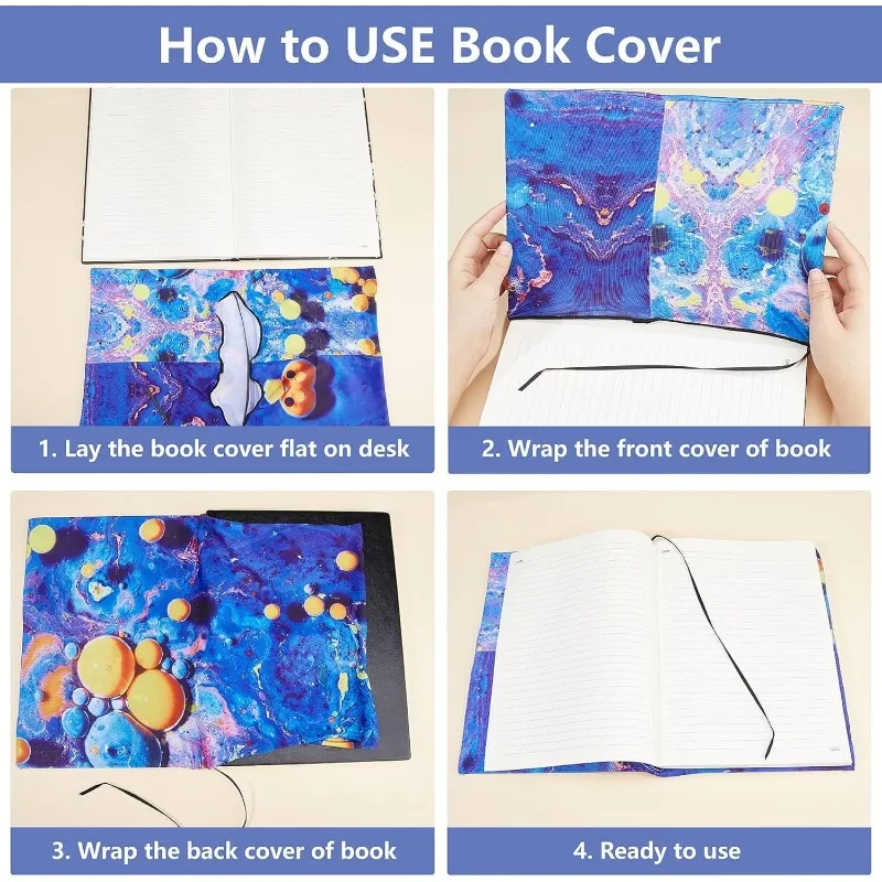 1 pc Bird Stretchable Book Cover Hummingbird Animal Flower Washable Reusable Large Nylon Book Protector 9.4x15.7 Inch