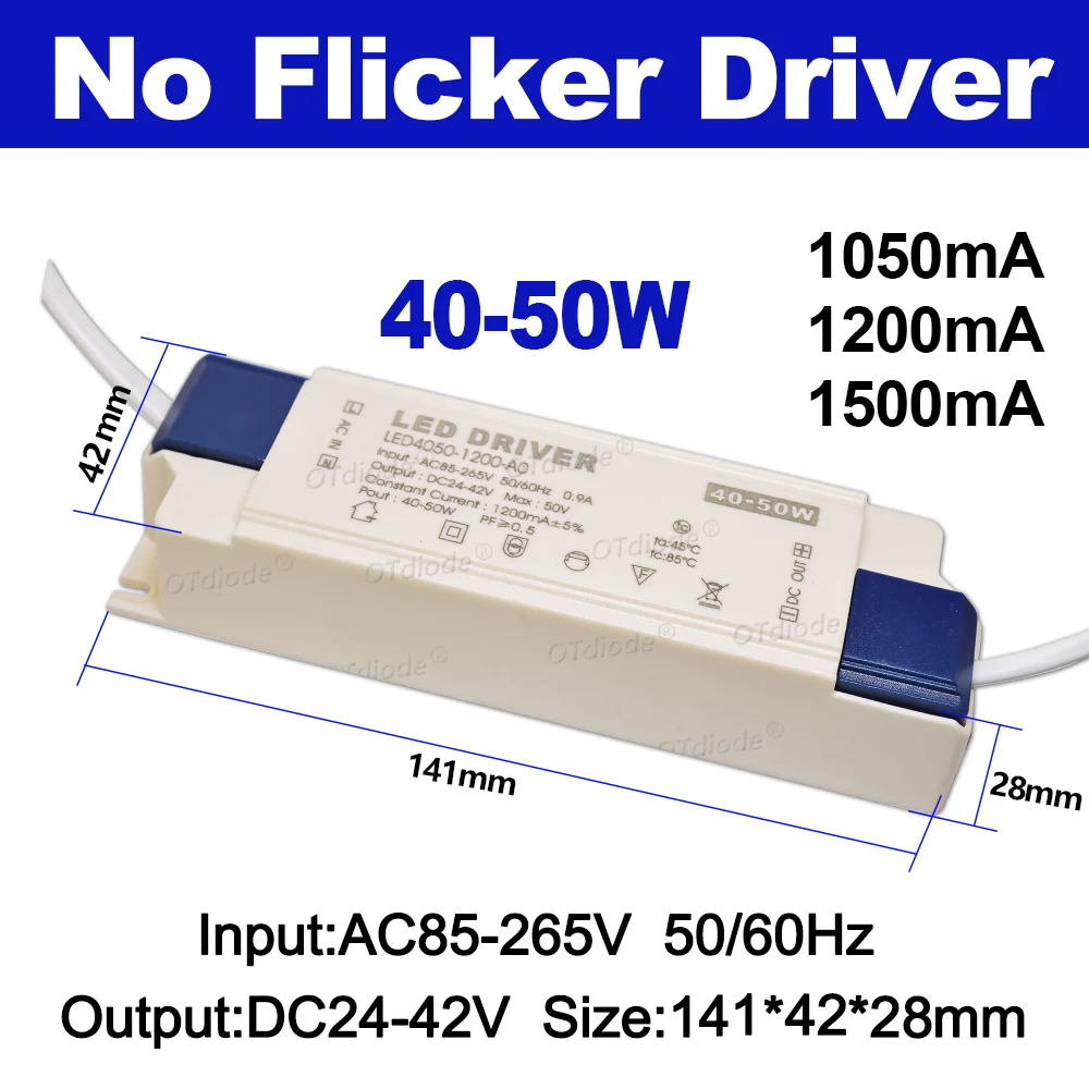 Imagem -03 - Flicker Power Supply Driver de Iluminação Externa Led Driver 110v 220v 30w 36w 40w 50w Dc2442v 700ma 750ma 900ma 1050ma 1200ma 1500ma