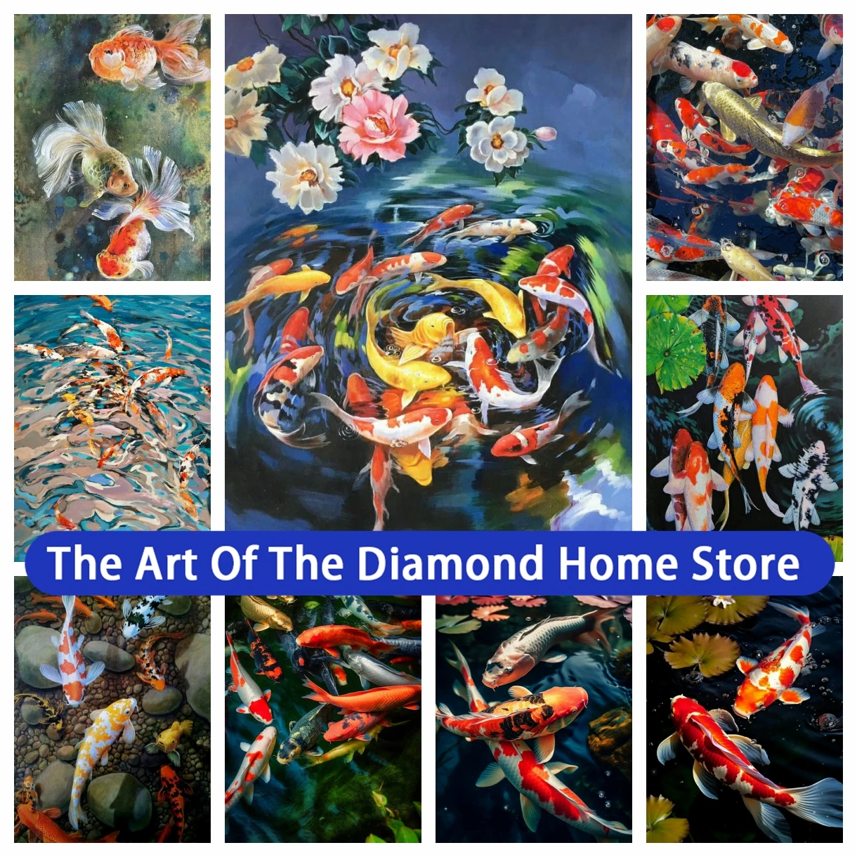 

Oil Painting Art Koi 5D DIY AB Diamond Painting Animal Cross Stitch Embroidery Picture Mosaic Full Drill Craft Home Decor Gift