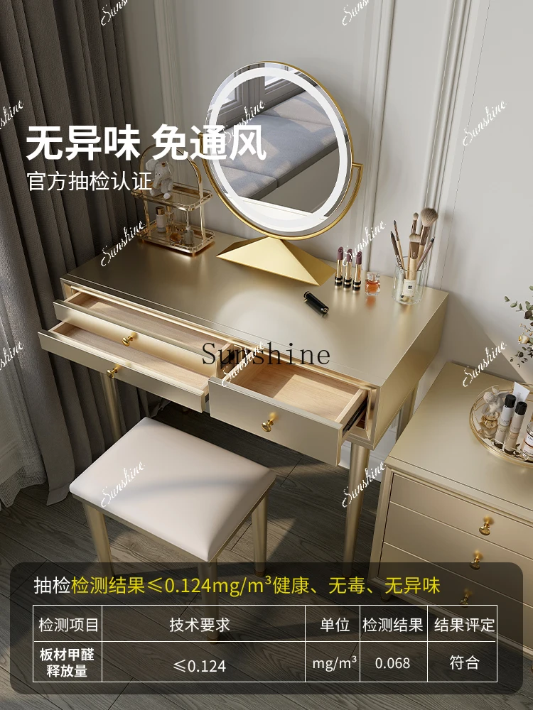 Solid wood dresser bedroom bedside small apartment special light luxury with mirror makeup  FT