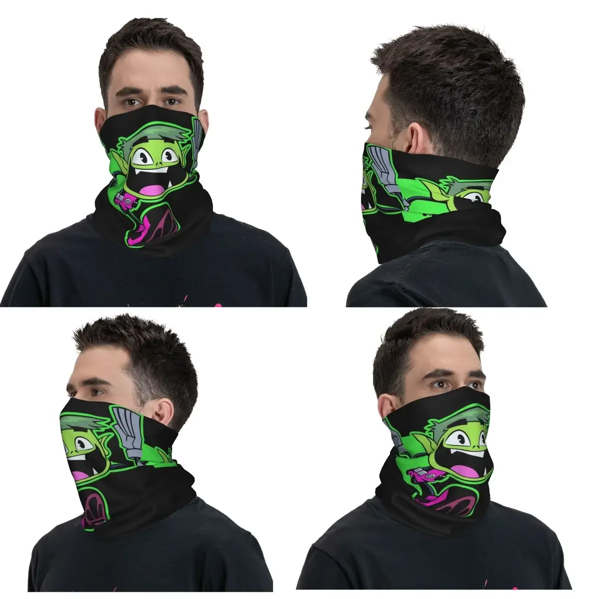 Teen Titans - Beastboy Running Bandana Neck Gaiter Printed Mask Scarf Warm Cycling Scarf Riding Unisex Adult Windproof