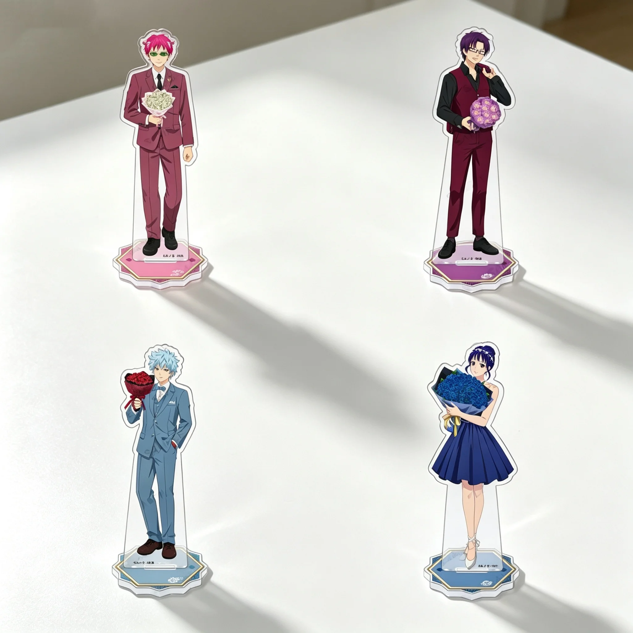 Anime The Disastrous Life of Saiki K. Flower Theme Kusuo Saiki Acrylic Stand Model Plate Keychains Desktop Ornament