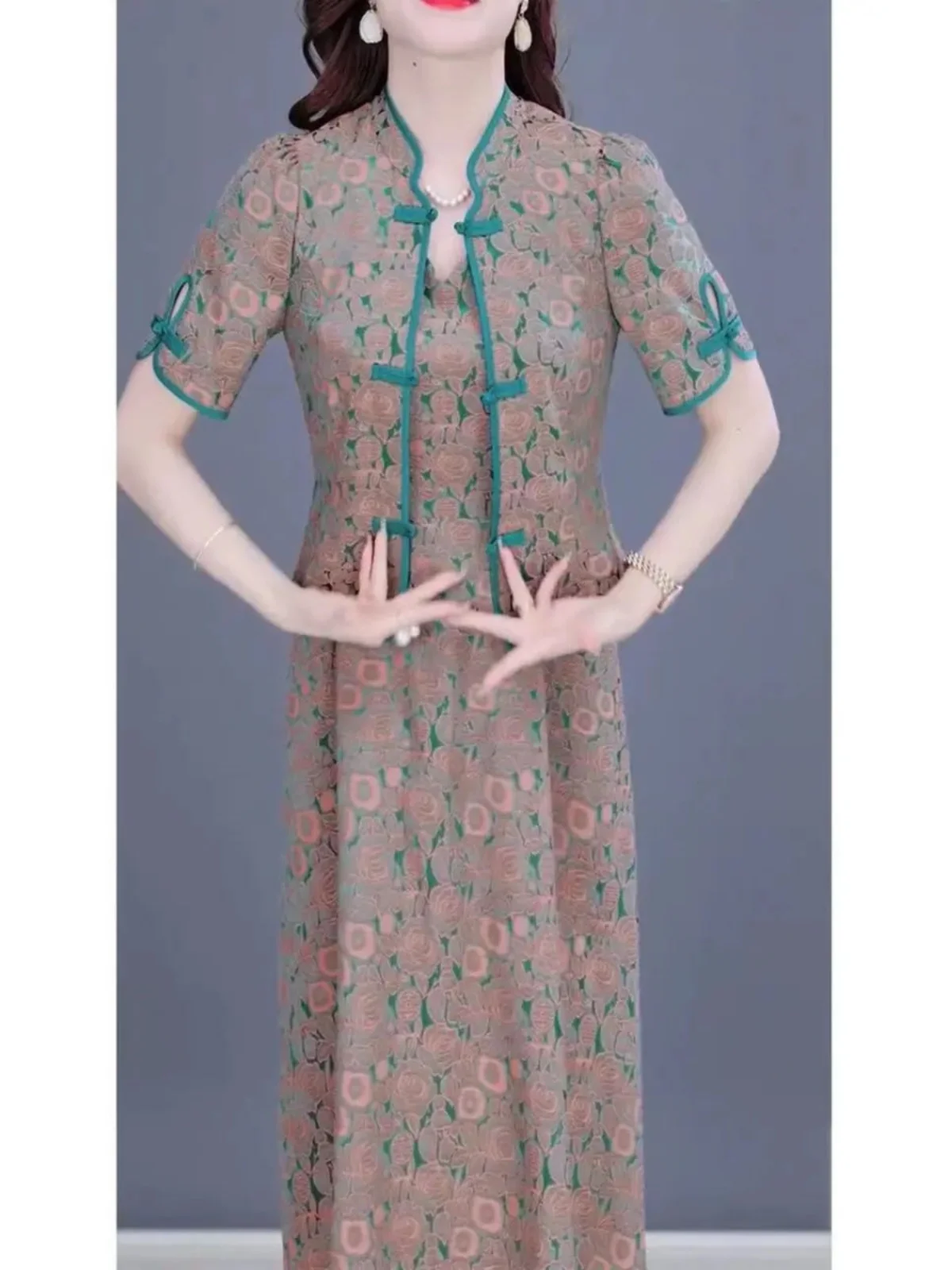 

Модный высококачественный женский летний комплект: кардиган и платье-комбинация из полиэстера, одежда для мам