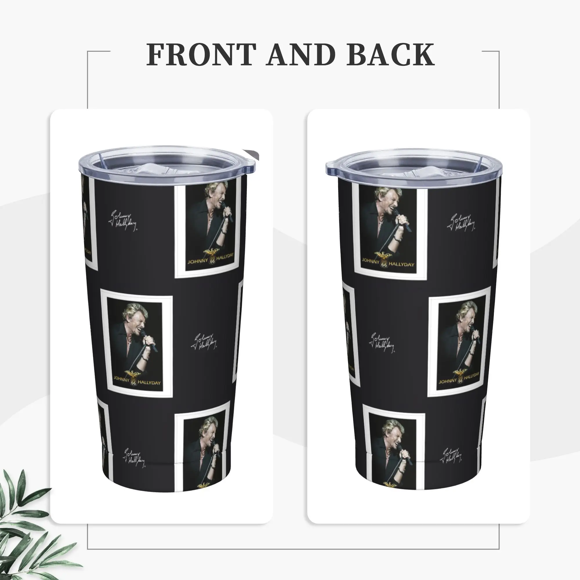 Johnny Hallyday Tumbler Vacuum Insulated Rock and Roll Coffee Cups Vacuum Flask Double Wall Mugs Spill Proof, 20oz