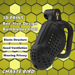 2023 NEW 3D Print Bee-hive Design Breathable Cock Cage 2 Types of Penis Rings Male Chastity Device Adult Products Sex Toys F003