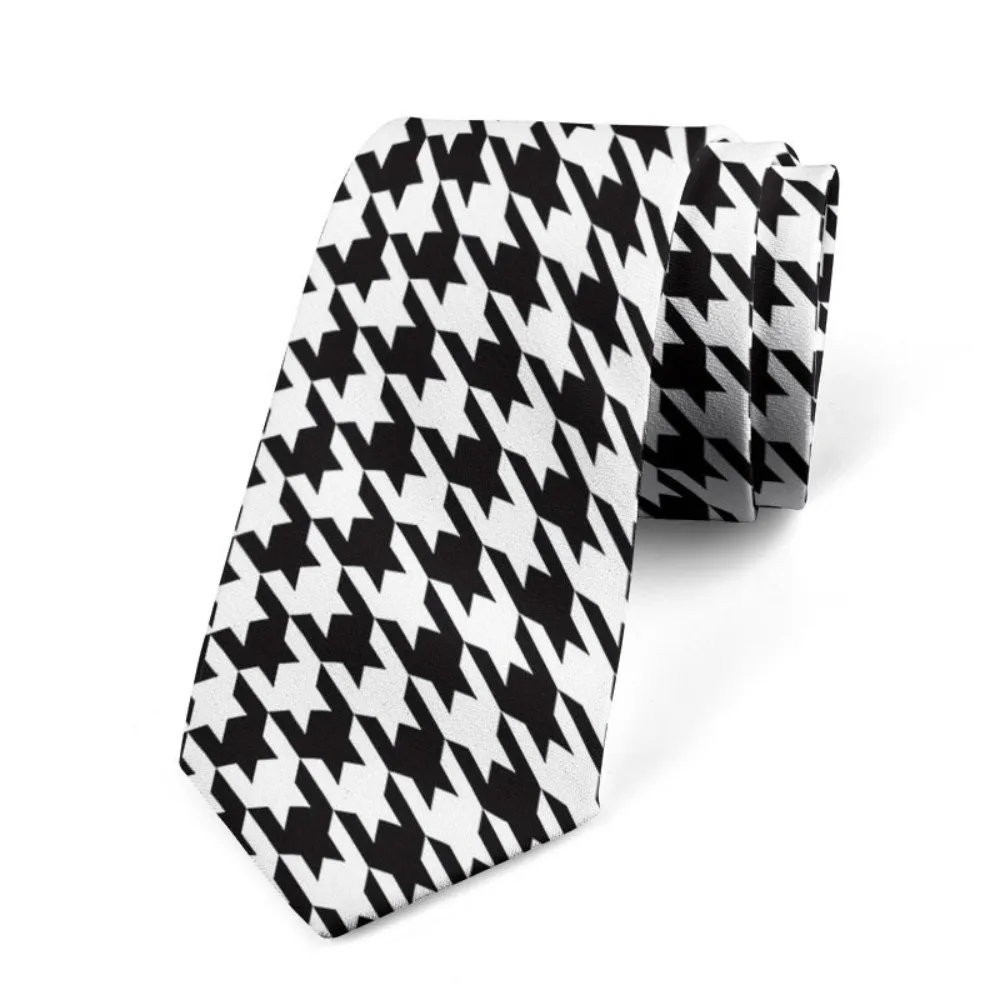 Casual 8cm Houndstooth Tie Narrow Soft Classic Tie Hand Tied Adjustable Men Necktie Suit Accessories