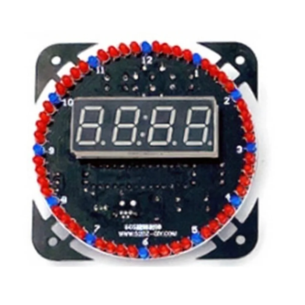 Build-Your-Own Clock Kit for Educational Soldering Practice Featuring Light-Sensitive Display Rotating Stand and Temp Sensing