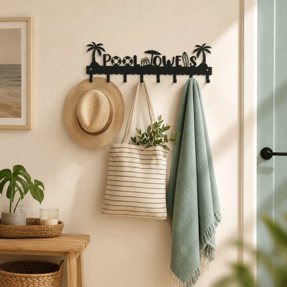 Stylish Multi-functions Metal Wall Hook Decoration Iron Clothing Storage Hook Door Sign Key Rack Home Universal Hook Living Room
