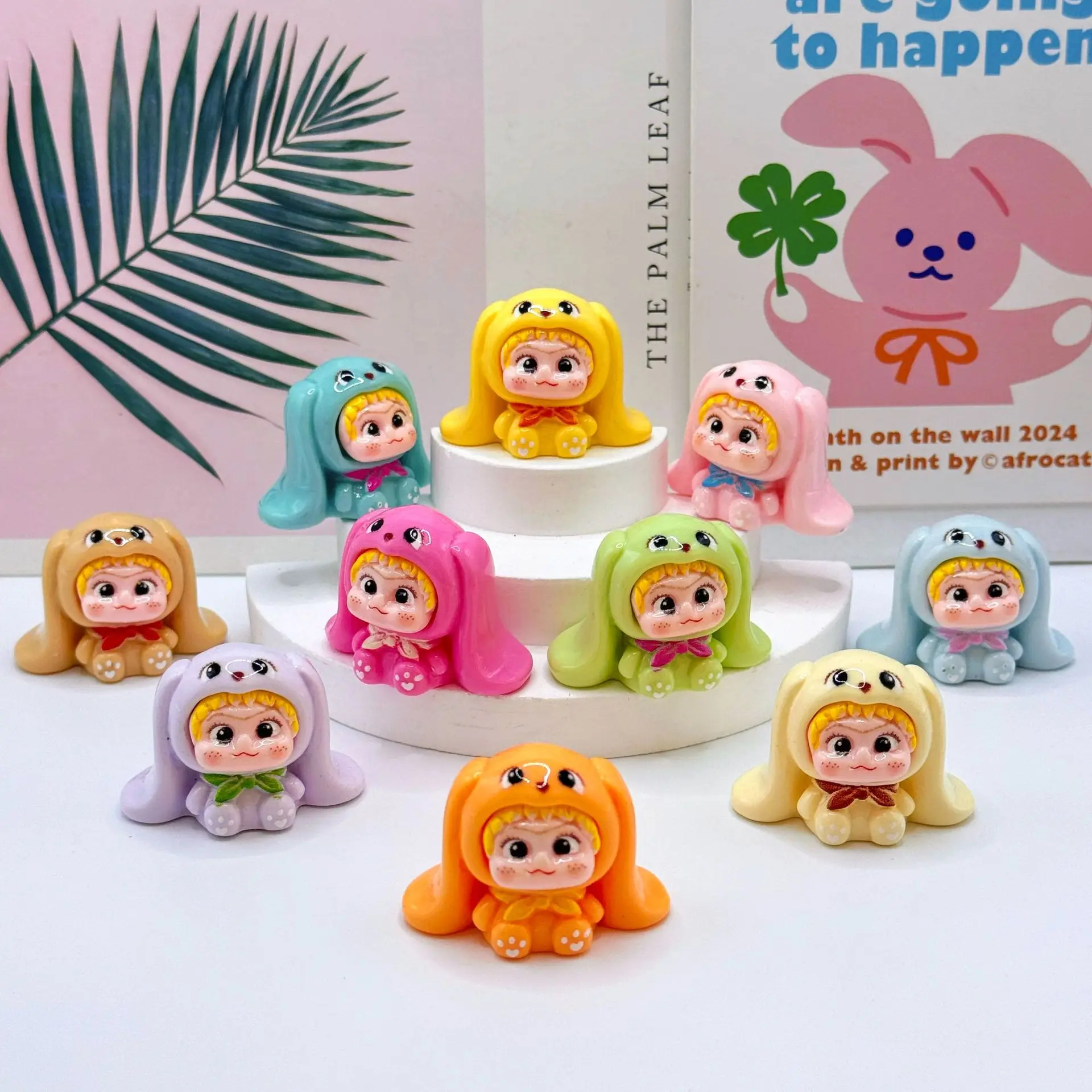 10pcs/Set Mini Wakuku Figure Toy Rabbit Figurine Desktop Decoration Model Ornaments Toys Boys Girls Christmas Gifts