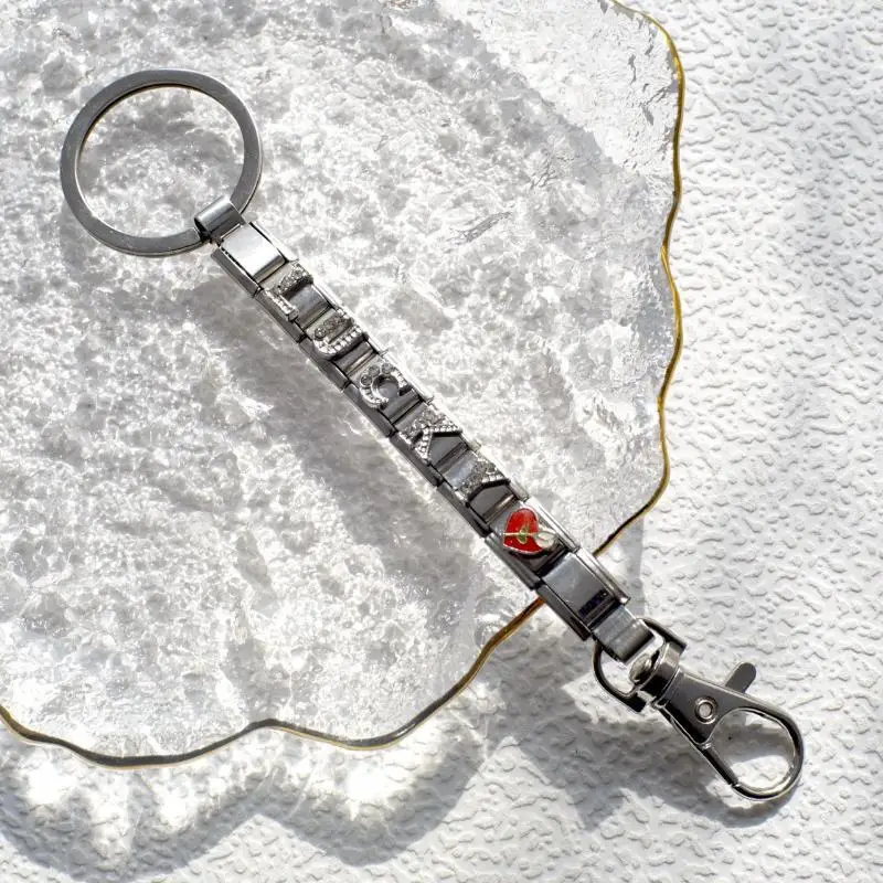 【W】Schleifen-Schmetterling-Stern-Modul-Armband-Schlüsselanhänger-Taschen-Schlüsselanhänger, personalisierter Schlüsselring, italienischer Charm, DIY-Schmuckherstellung, Geschenke – Detail 5
