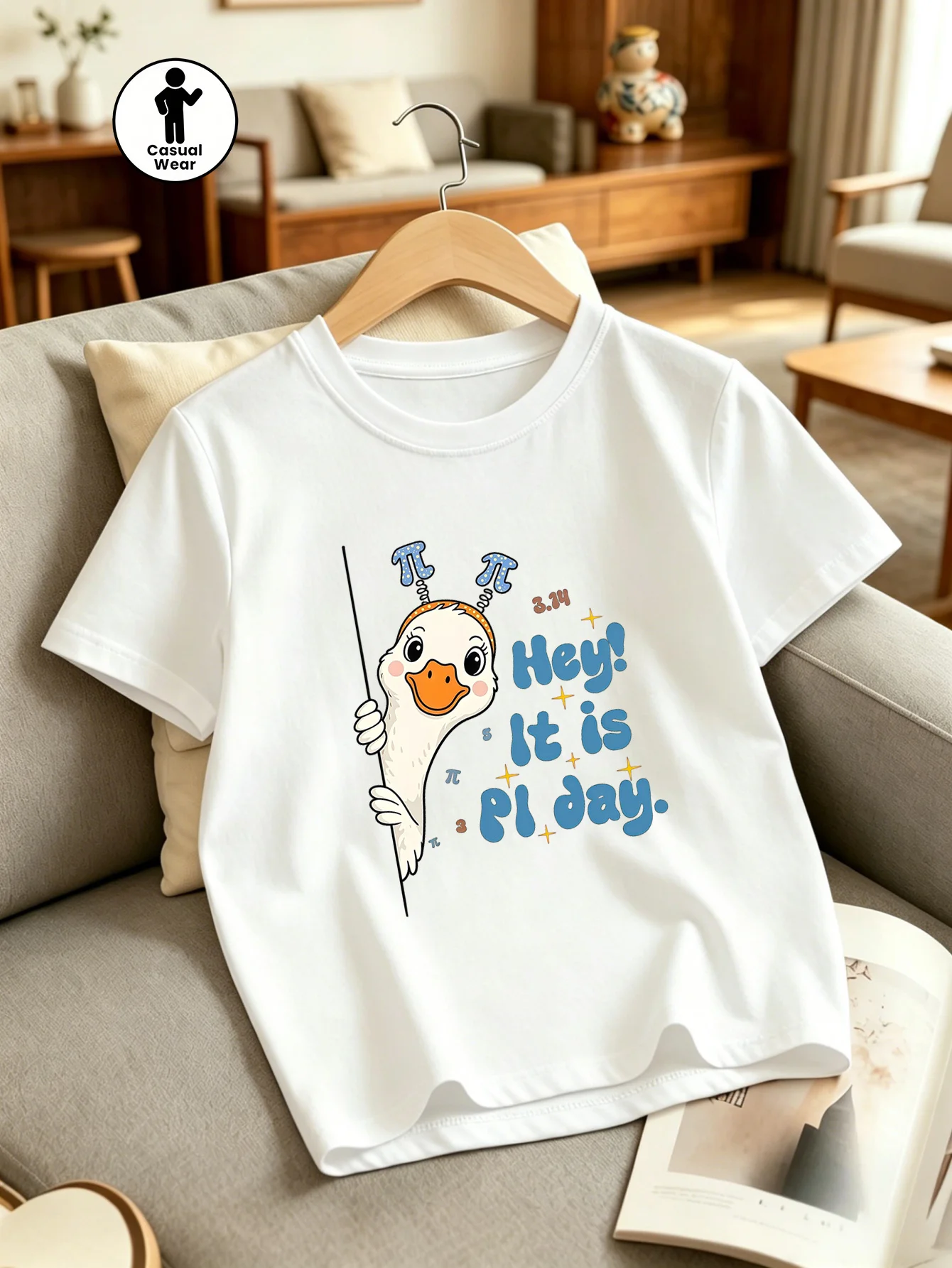 Kids Cute Duck Pi Day 314 Math Slogan Graphic Tee Boys Girls Family Matching Short Sleeve Funny School Casual Everyday T Shirt