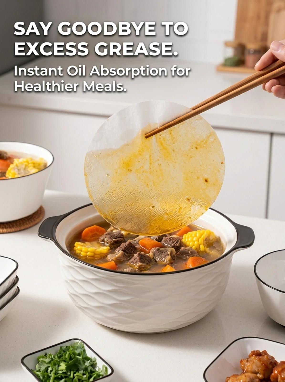 Oil Absorbing Paper For Kitchen Food Grade Oil Scum Filter Paper For Absorb Round Soup Fried Cooking Fried Food Tool
