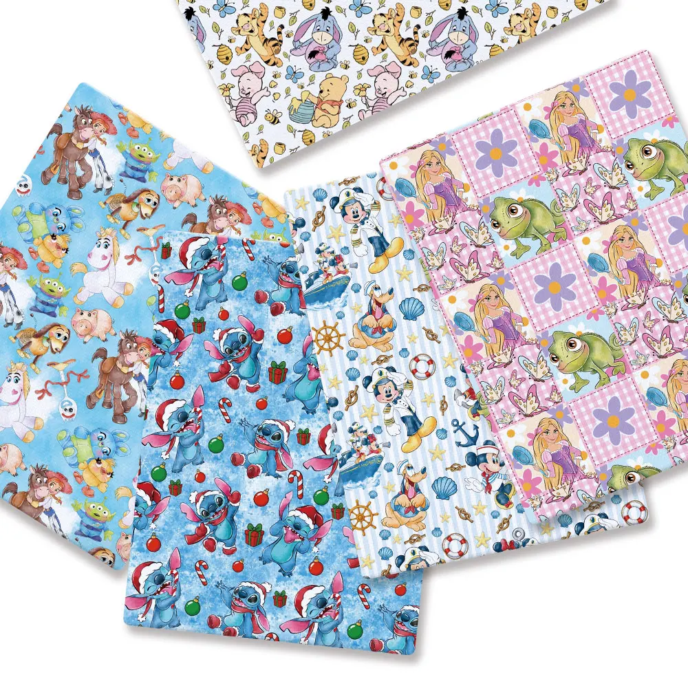 Tecido estampado de desenho animado da Disney, 140x50cm, material fofo para mochila feita à mão, boneca infantil DIY51735