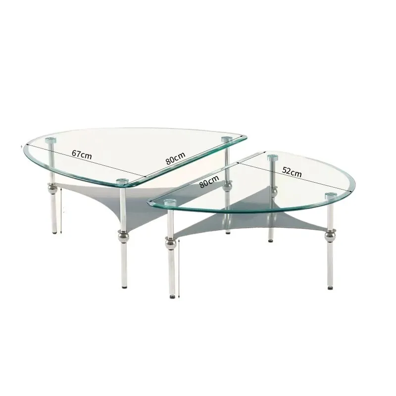 Bauhaus combination coffee table tempered glass living room oval coffee table Bauhaus style stainless steel coffee table