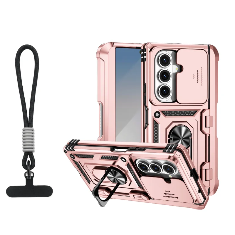 

360 ° Вращающийся металлический автомобильный держатель, кольцо, однотонный бронированный ремешок, защитный чехол для объектива, чехол для телефона Samsung Galaxy Z Fold 7, 6, 5, 4