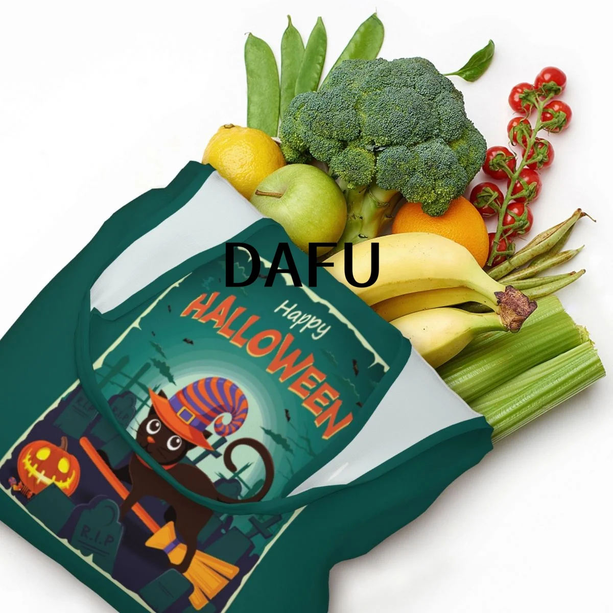 Happy Halloween Funny Halloween Print Cotton Tote Bag - Casual Commuter Shoulder Bag for Work Grocery Shopping Trick or Treat