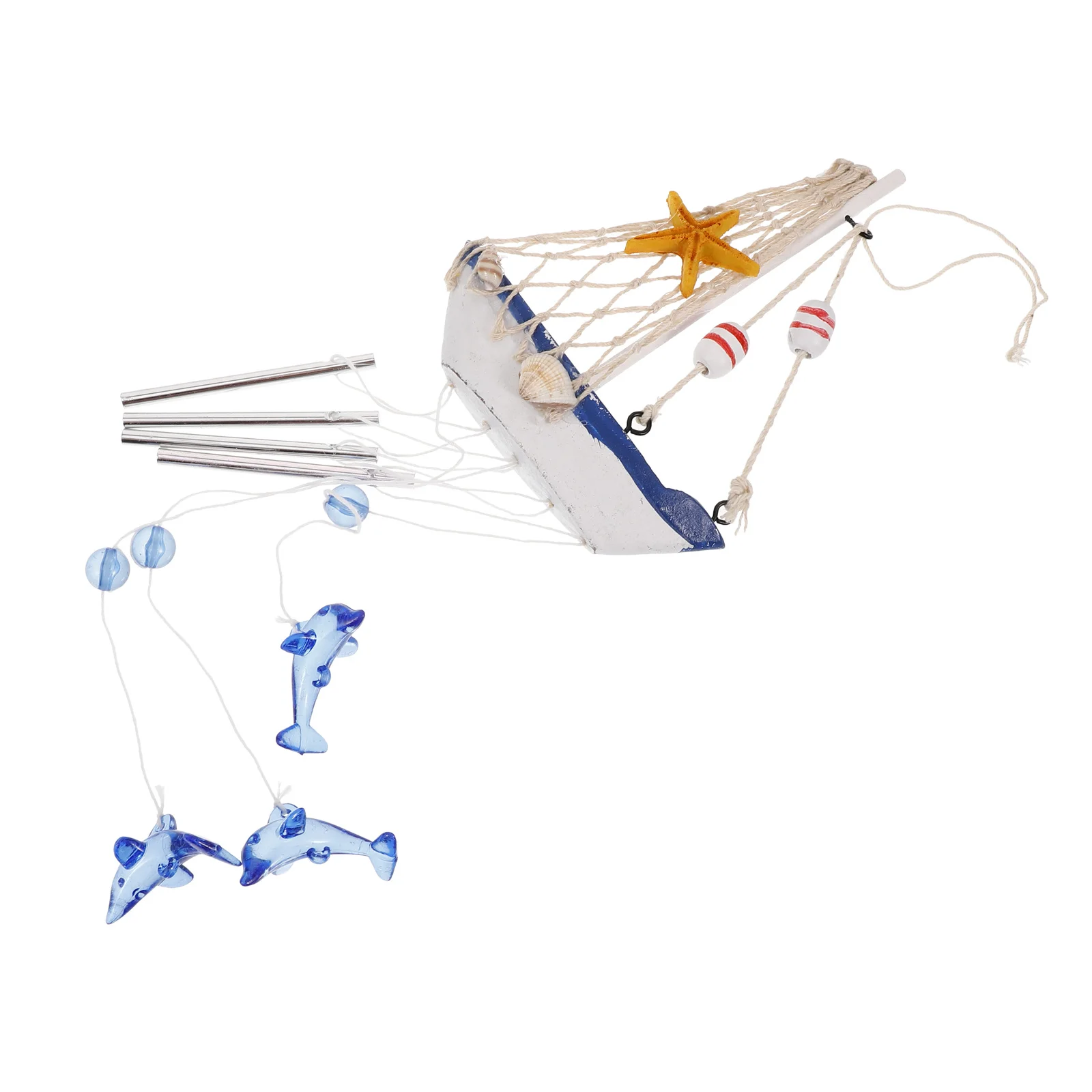 

Dolphin Wind Chime Pendant Sailboat Nautical Theme Hanging Decor For Home Garden Balcony Window Outdoor Wind Bell Decoration