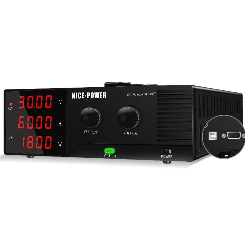 

POWER R-SPPS6030 60V 30A Digital High Power Bench Lab Single Output Adjustable Regulated Power Supply 1800W