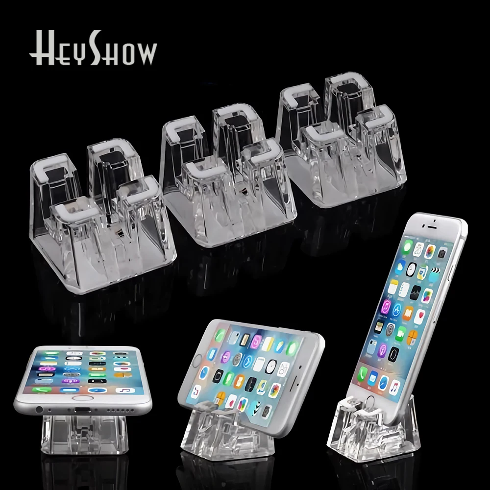 

10Pcs Multifunction Mobile Phone Stand Transparent Clear Acrylic Display Holder for All Cell Phones with Alarm Host