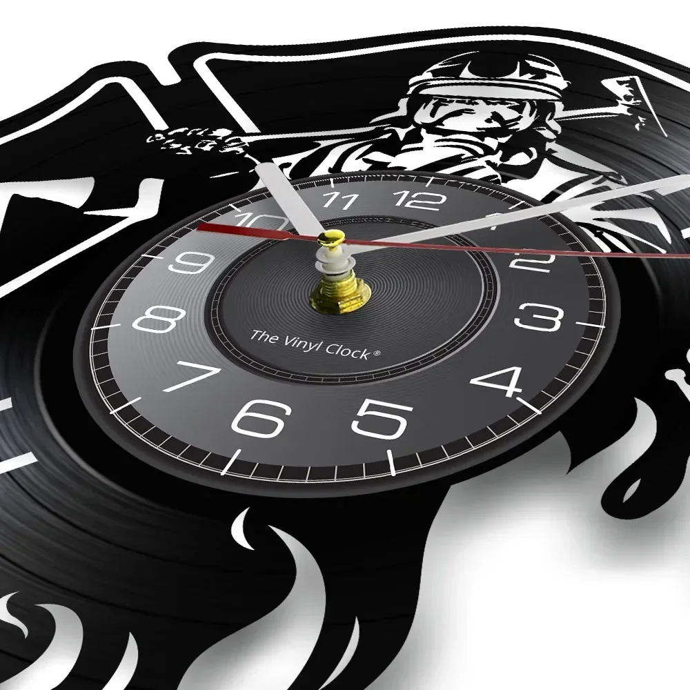 Firefighter Art Silent Quartz Watch Retro Firefighter Vinyl Record Wall Clock Firefighter Home Decoration Prayer Gift Wall Clock