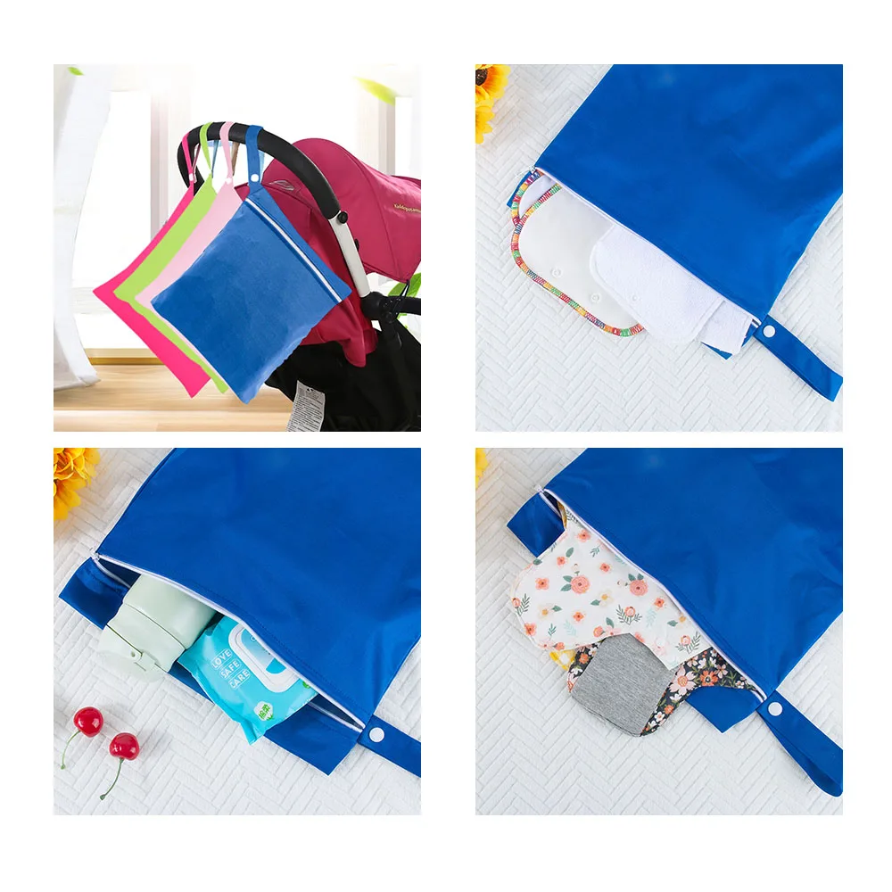 BIAI PUL-bolsa húmeda impermeable, bolsa de pañales reutilizable, bolsa de almacenamiento de servilletas sanitarias lavable para trajes de baño, ropa húmeda, Color sólido