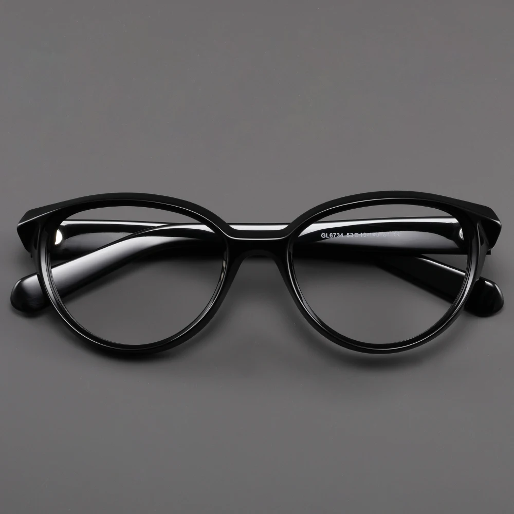 

Oval Eyeglasses Frame Men and Women Customize Prescription Reading Glasses Acetate Optical Frames Black Cat Eyes Eyewear
