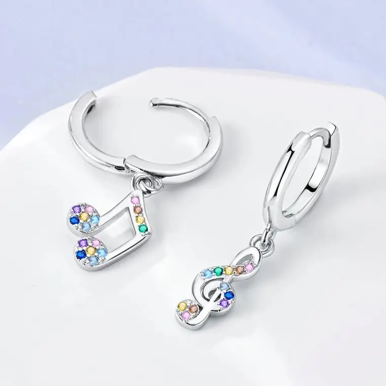 925 Sterling Silver Hoop Earrings Colorful Zircon Rainbow Star Circle Round Pendientes Drop Earring For Woman Fine Jewelry