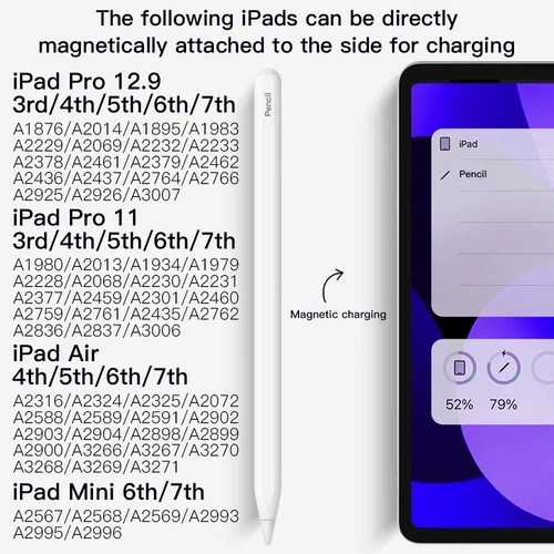 Imagen 2 del producto Para Apple Pencil 2 lápiz óptico de rechazo de Palma de carga magnética para IPad Air 7 5 4 Pro 11 10,9 Mini 6 accesorios para IPad Pencil