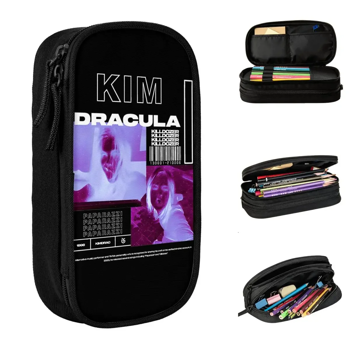 

Large-capacity Pencil Pouch Kim Dracula Music Merch Double Layer Bag Women Make Up Birthday Gift