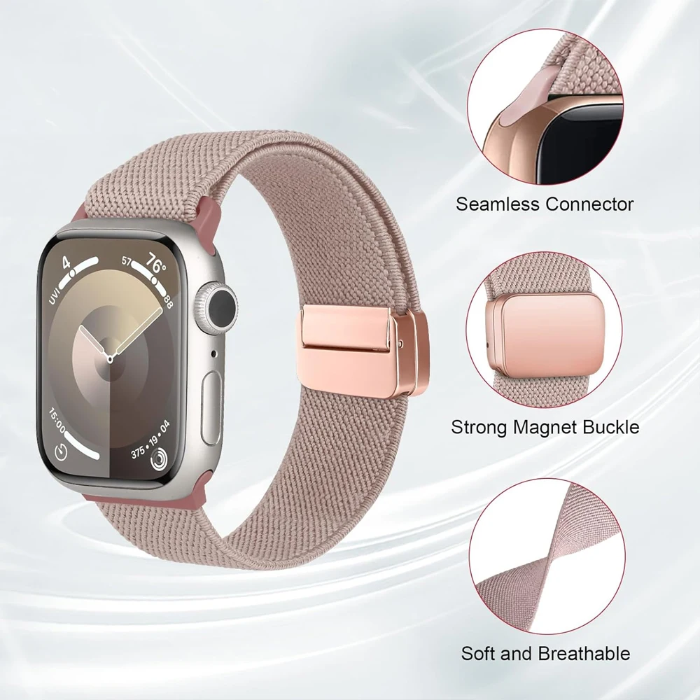 Strap For Apple Watch Band 45mm 40mm 44mm 49mm 41mm 38mm 42mm Nylon Magnetic correa bracelet iwatch Series 9 3 7 8 6 5 se ultra