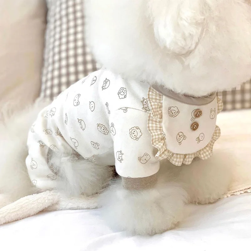 Winter Small Animal Pattern Dog Clothes Pet Four legged Air Conditioning Clothes with Lip Towels Dog Bodysuit