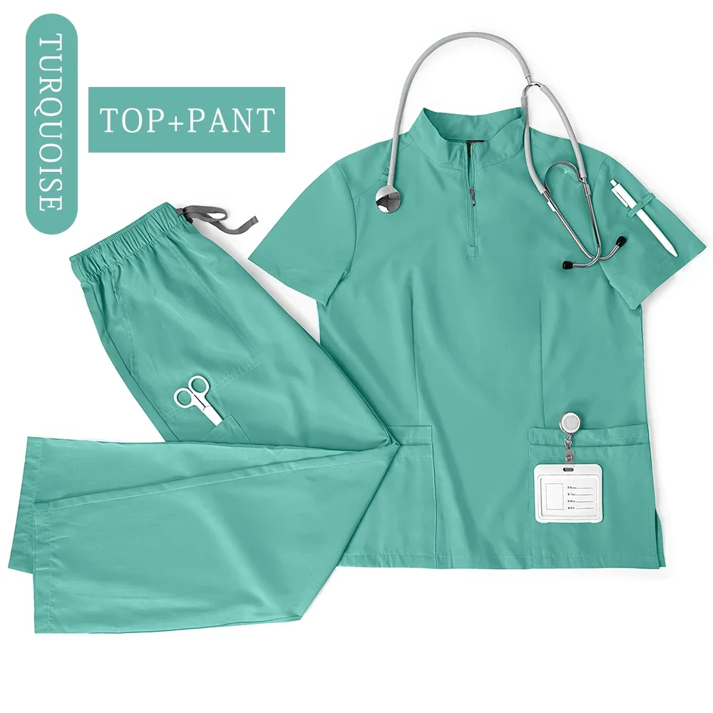Abbigliamento medico Uniformi da donna Set da infermiera per odontoiatria Abiti da lavoro da laboratorio Top e pantaloni all'ingrosso unisex Tute Set di uniformi infermieristiche