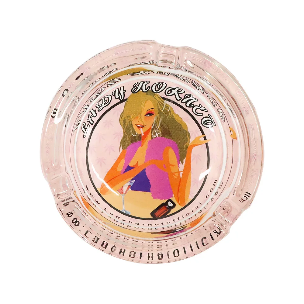 Lady Hornet Glass Ashtray with Cigarettes Holder 65*35MM Mini Desk Ash Tray Home Ash Collection Box Smoking Accessory Girl Gift