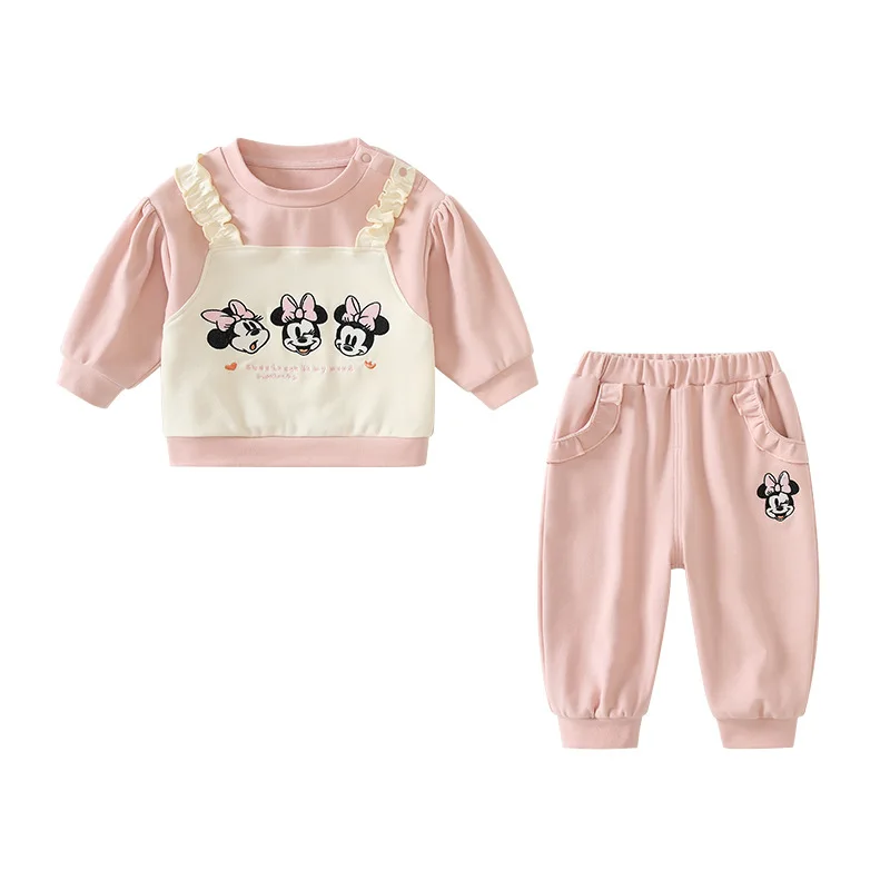 

MINISO Minnie Baby Girl Suit Two Piece Set Korean Style Cotton Outdoor Children's Clothing Cute Soft 1-3 Years Toddler Outfits