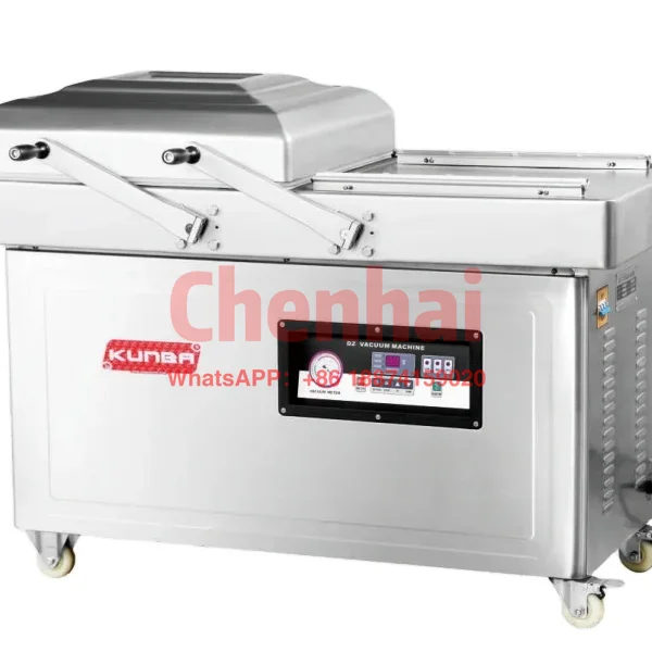 Double chamber vacuum packager (flat type) for food ,aquatic , chemical and electronic industries.