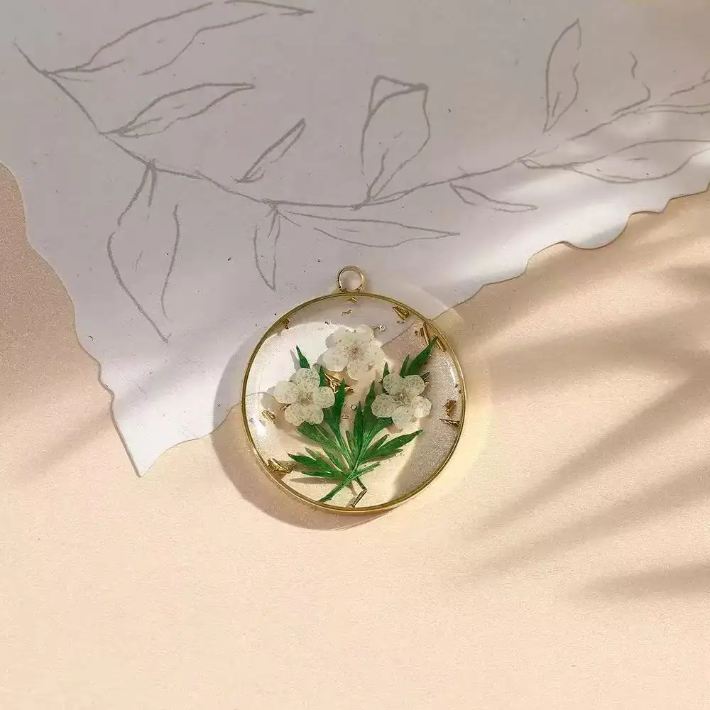 30mm plant flower dried flower copper ring eternal flower drop glue diy jewelry accessories pendant keychain resin