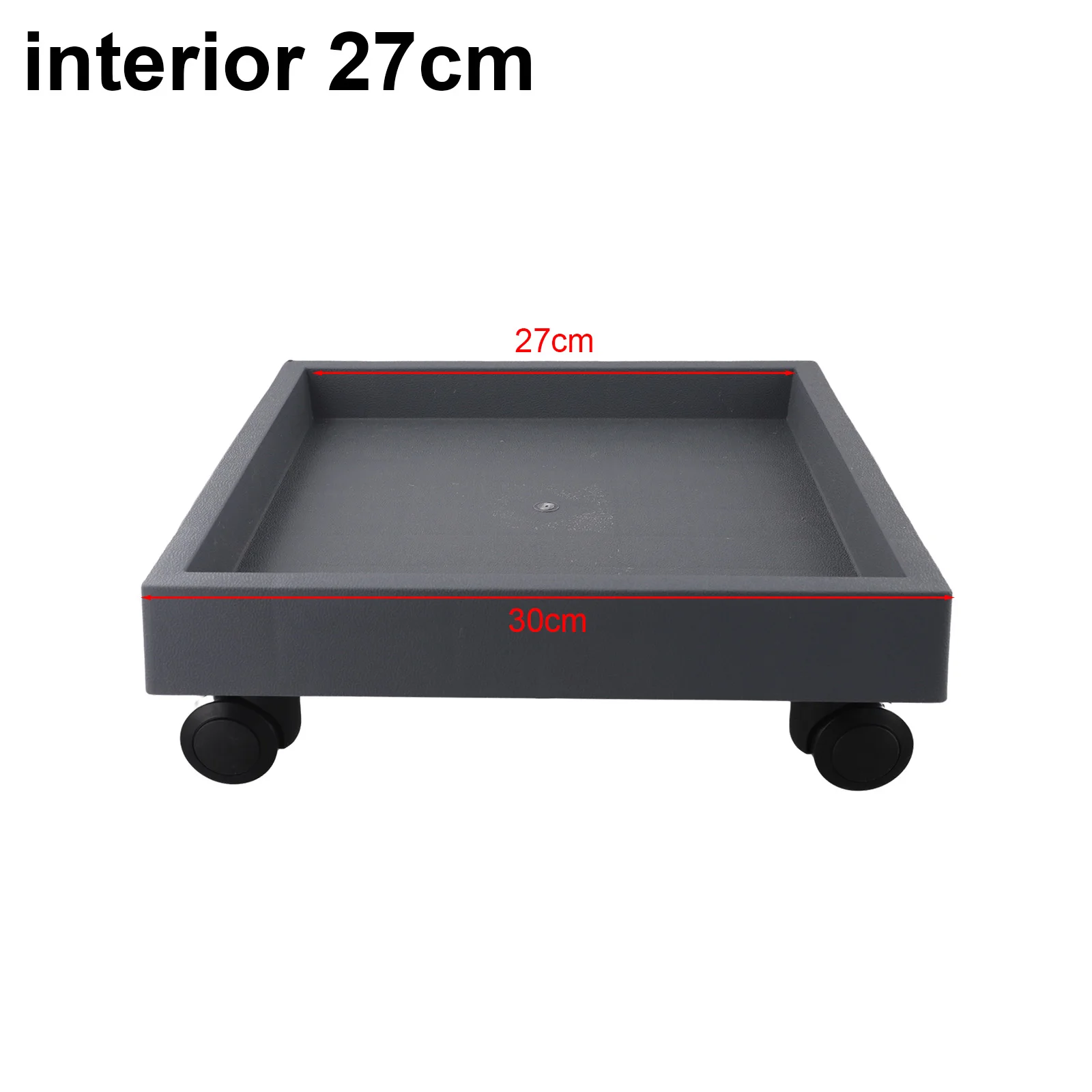 

Квадратный поддон для цветочного горшка, как показано на рисунке, не царапает пол, обеспечивает плавное движение, бесшумность и удобство маневрирования, не требует сборки.